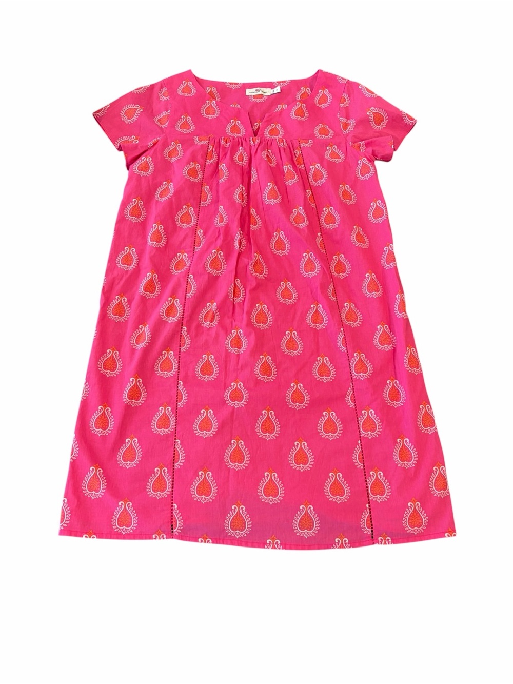 Vineyard Vines Pink Paisley Shift Dress Women’s Size 2 Cotton Short Sleeve